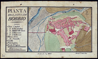 (N:3426) PIANTA DELLA CITTA' DI BOBBIO. (CA001478) Carte e stampe antiche: riproduzione a colori su carta (formato A4)