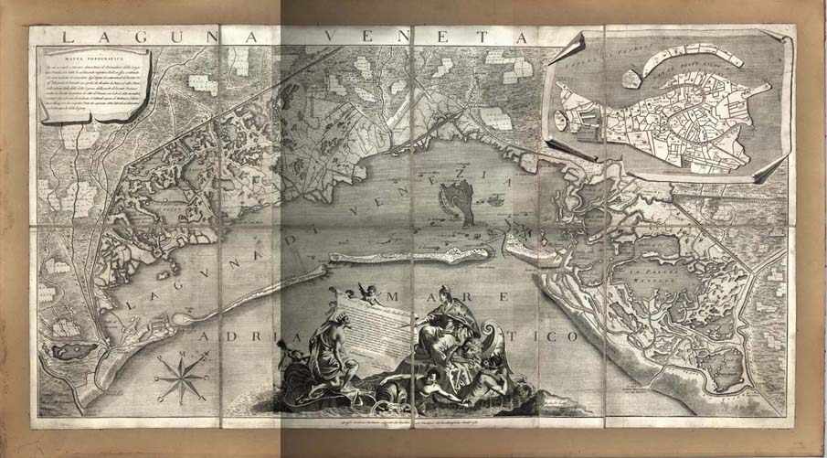 (N:494) LAGUNA VENETA. MAPPA TOPOGRAFICA IN CUI A VENTI, E MISURE DIMOSTRASI IL CIRCONDARIO DELLA LAGUNA VENETA, CON TUTTE, LE ADDIACENTI RESPETIVE VALLI IN ESSA CONTENUTE. (B0012841, B0012842, B0012843, B12841-3) Carte e stampe antiche: riproduzione digitale a 150 DPI