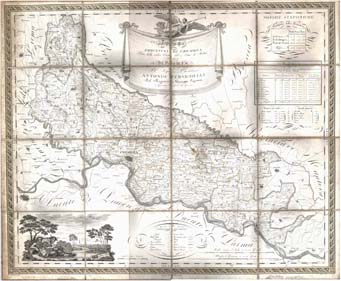 (N:498) TOPOGRAFIA DELLA PROVINCIA DI CREMONA TRATTA DALLA CELEBRE DELL'EX STATO DI MILANO. DEDICATA AL SIG. CAVALIERE ANTONIO PERSICHELLI DAL RAGIONIERE GIUSEPPE LEGNANI. APPROVATA DALL'I.R. GOVERNO. (B0012852, B0012853, B12852-3) Carte e stampe antiche: riproduzione digitale a 150 DPI