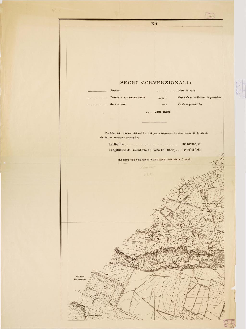 (N:13750) PIANTA DELLA CITTA' DI SIRACUSA - Foglio 1 + Quadro d'Unione (B0006601, B0006602, B6601-02) Carte e stampe antiche: riproduzione digitale a 150 DPI