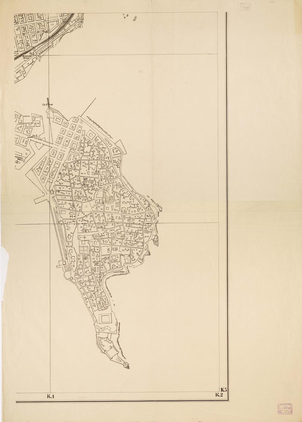 (N:13760) PIANTA DELLA CITTA' DI SIRACUSA - Foglio 6 (B0006611, B0006612, B6611-12) Carte e stampe antiche: riproduzione digitale a 150 DPI