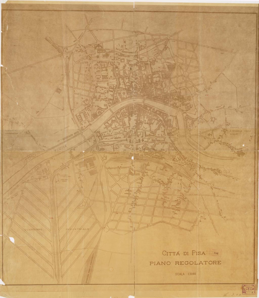 (N:8888) CITTA' DI PISA PIANO REGOLATORE (B0006615, B0006616, B6615-16) Carte e stampe antiche: riproduzione digitale a 150 DPI