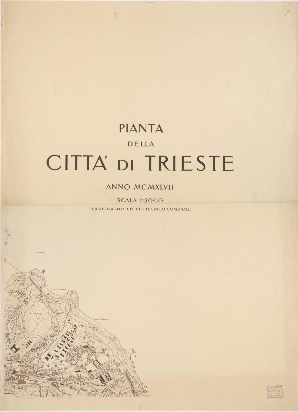 (N:13791) PIANTA DELLA CITTA' DI TRIESTE - Foglio 2 (B0006707, B0006708, B6707-08) Carte e stampe antiche: riproduzione digitale a 150 DPI