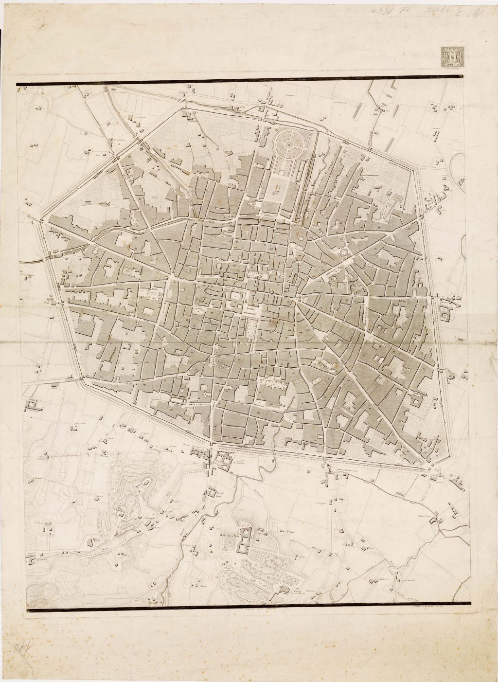 (N:13871) PIANTA DI BOLOGNA E SUOI DINTORNI - Foglio 2 (B0006905, B0006906, B6905-06) Carte e stampe antiche: riproduzione digitale a 150 DPI