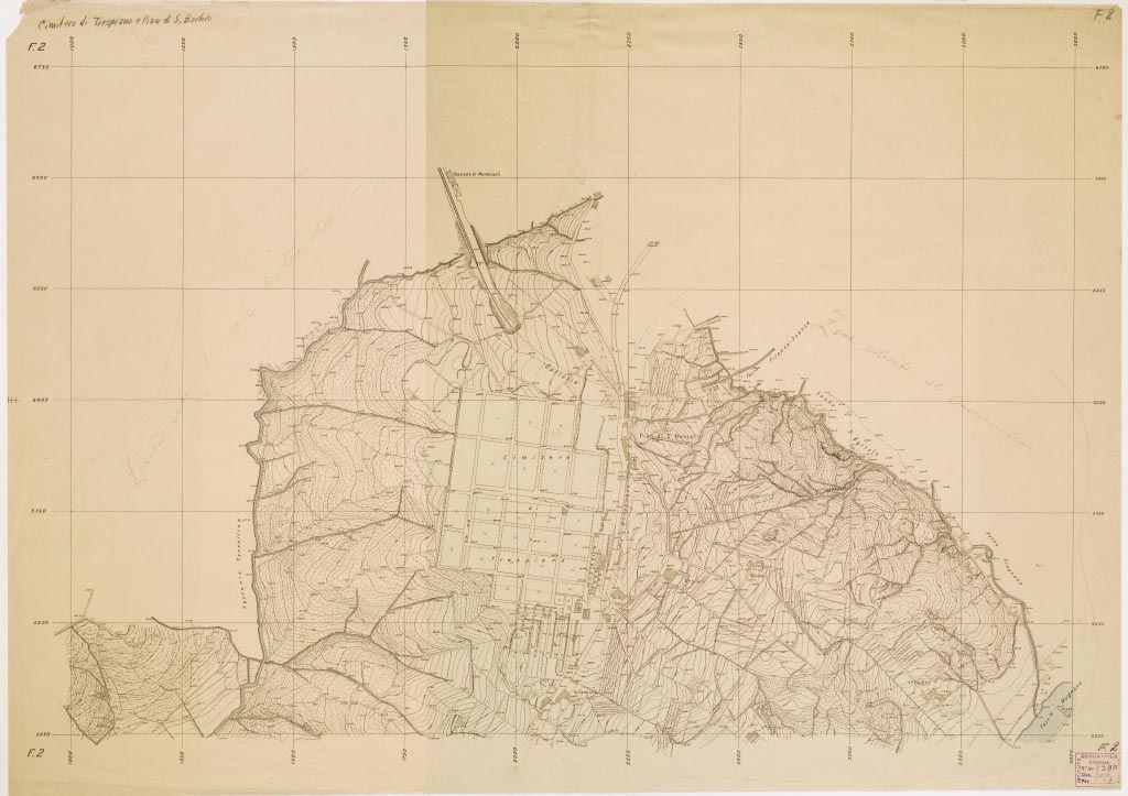 (N:13418) PIANO REGOLATORE DI AMPLIAMENTO DELLA CITTA' DI FIRENZE - Foglio 2 - Cimitero di Trespiano (B0006944, B0006945, B6944-45) Carte e stampe antiche: riproduzione digitale a 150 DPI