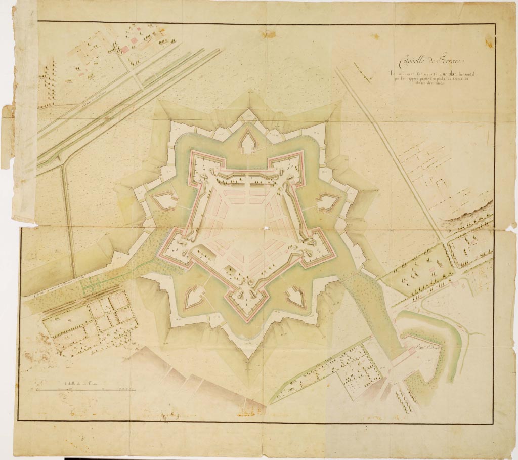 (N:8736) CITADELLE DE FERRARE (s. d., s. a.) (B0007105, B0007106, B7105-06) Carte e stampe antiche: riproduzione digitale a 150 DPI