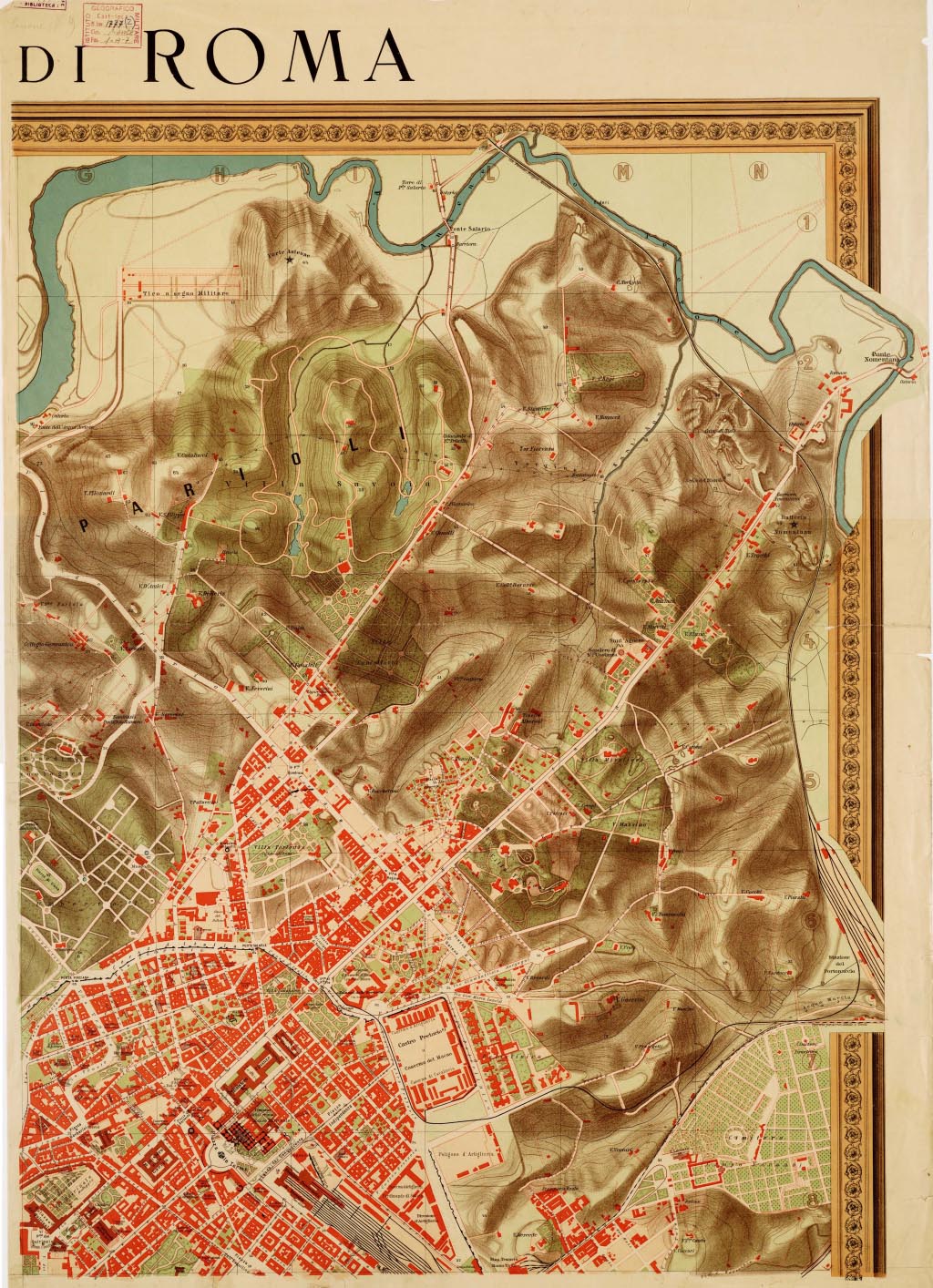 (N:13915) PIANTA DI ROMA ISTITUTO GEOGRAFICO DE AGOSTINI, 1910 - Foglio 2 (B0007137, B0007138, B7137-38) Carte e stampe antiche: riproduzione digitale a 150 DPI