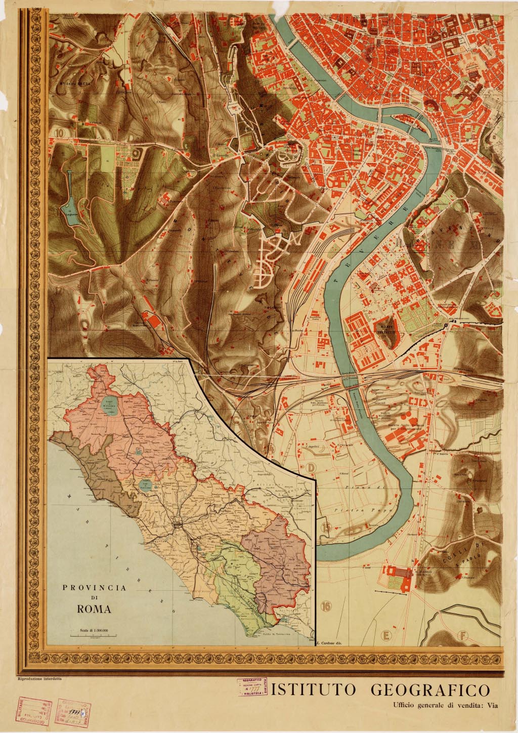 (N:13917) PIANTA DI ROMA ISTITUTO GEOGRAFICO DE AGOSTINI, 1910 - Foglio 3 (B0007139, B0007140, B7139-40) Carte e stampe antiche: riproduzione digitale a 150 DPI