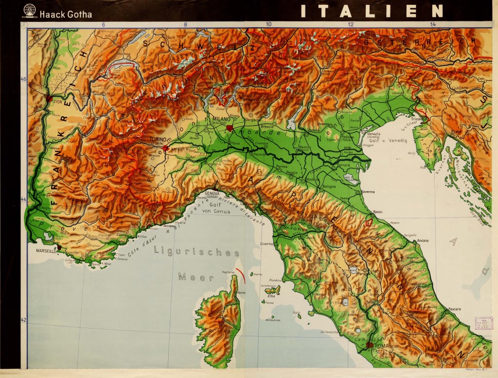 (N:10889) ITALIEN - CARTA FISICA - Foglio 1 (B0008334, B0008335, B8334-35) Carte e stampe antiche: riproduzione digitale a 150 DPI