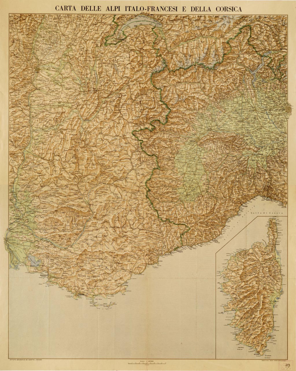 (N:3760) CARTA DELLE ALPI ITALO-FRANCESI E DELLA CORSICA (B0008340, B0008341, B8340-41) Carte e stampe antiche: riproduzione digitale a 150 DPI