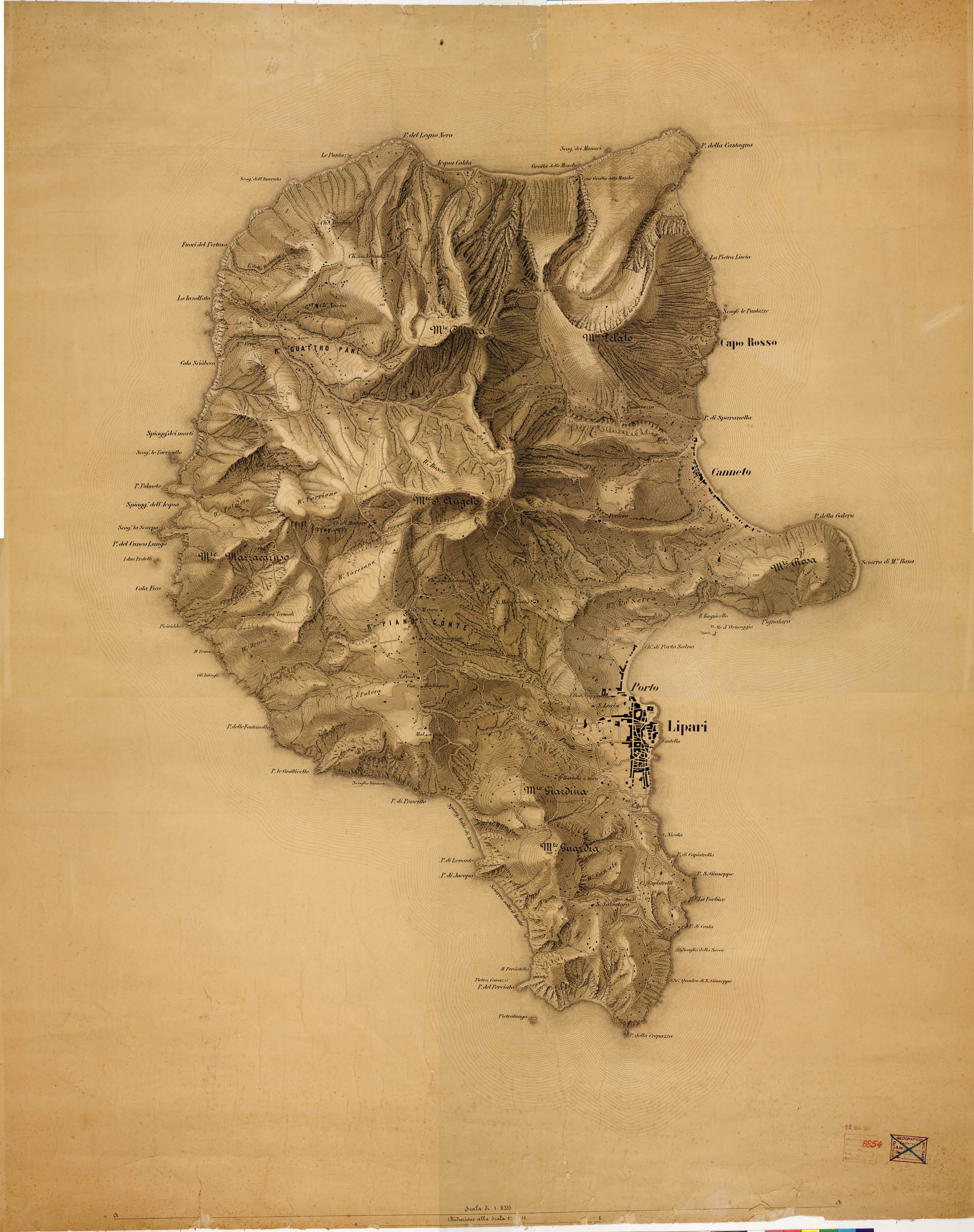 (N:16663) ISOLA DI LIPARI (CA009571, CA009572, CA9571-72) Carte e stampe antiche: riproduzione digitale a 300 DPI