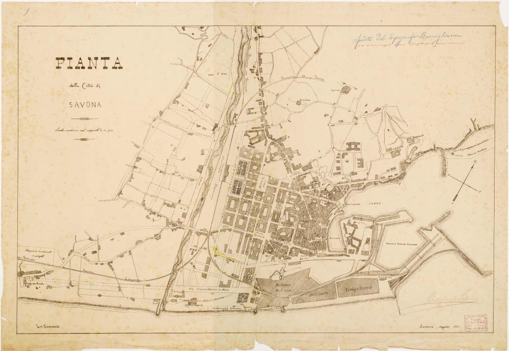 (N:13745) PIANTA DELLA CITTA' DI SAVONA (B0006650, B0006651, B6650-51) Carte e stampe antiche: riproduzione digitale a 300 DPI