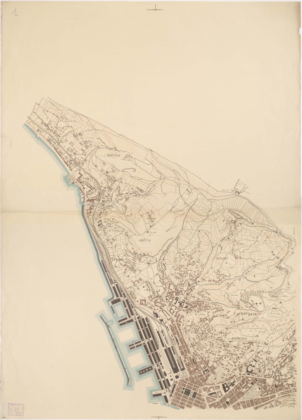 (N:13789) PIANTA DELLA CITTA' DI TRIESTE - Foglio 1 (B0006705, B0006706, B6705-06) Carte e stampe antiche: riproduzione digitale a 300 DPI