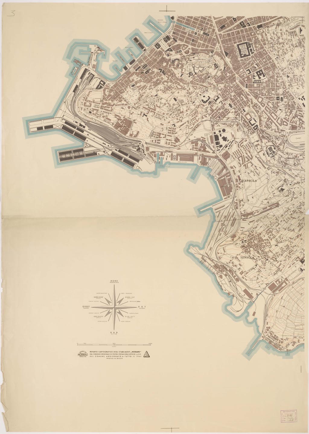 (N:13793) PIANTA DELLA CITTA' DI TRIESTE - Foglio 3 (B0006709, B0006710, B6709-10) Carte e stampe antiche: riproduzione digitale a 300 DPI