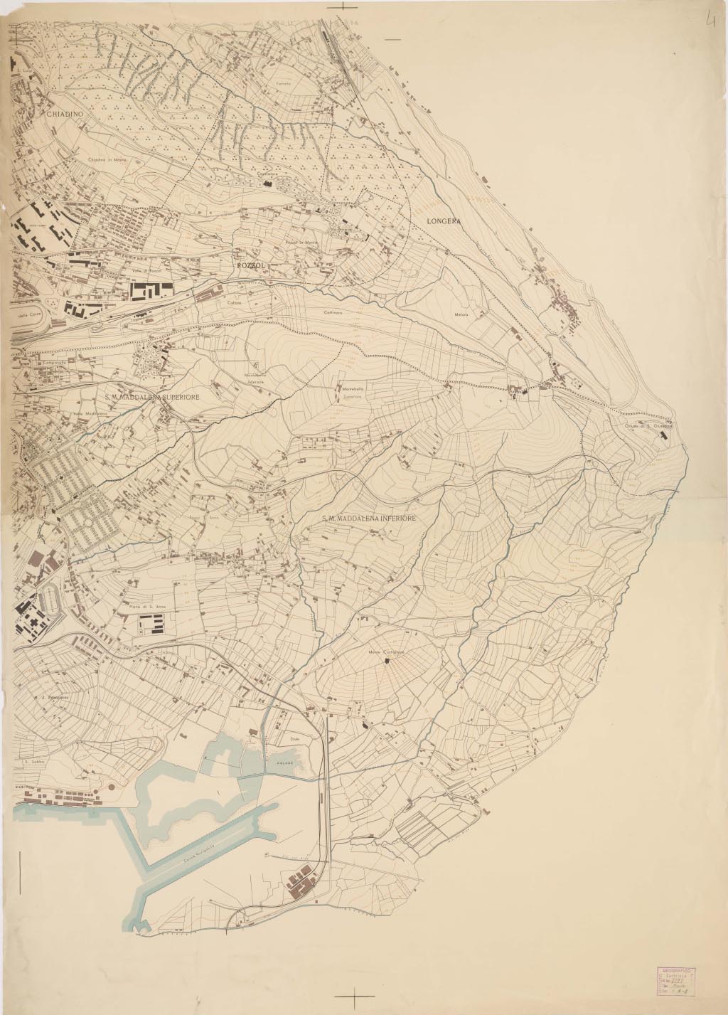 (N:13795) PIANTA DELLA CITTA' DI TRIESTE - Foglio 4 (B0006711, B0006712, B6711-12) Carte e stampe antiche: riproduzione digitale a 300 DPI