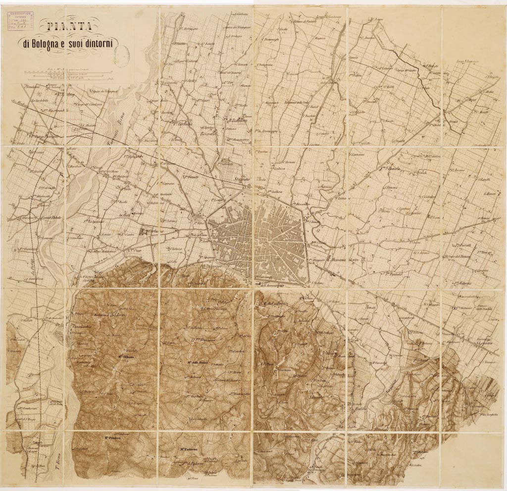 (N:13873) PIANTA DI BOLOGNA E SUOI DINTORNI (B0006806, B0006807, B6806-07) Carte e stampe antiche: riproduzione digitale a 300 DPI