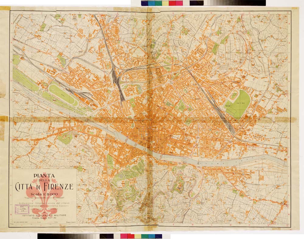 (N:13613) PIANTA DELLA CITTA' DI FIRENZE (B0007112, B0007113, B7112-13) Carte e stampe antiche: riproduzione digitale a 300 DPI