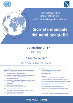 Locandina della giornata mondiale dei nomi geografici Locandina della giornata mondiale dei nomi geografici
