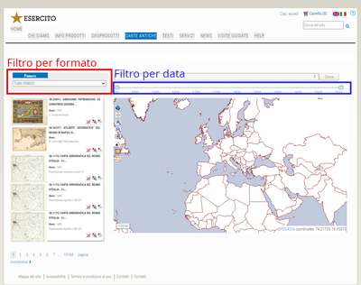 Carte antiche - Filtro risultati ricerca