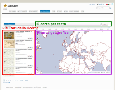 carte antiche - ricerca per testo e geografica